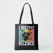 I Destroy Silence Distress  Drummer Retro Tote Bag (Voorkant)