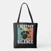 I Destroy Silence Distress  Drummer Retro Tote Bag (Achterkant)