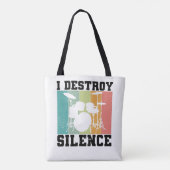 I Destroy Silence Distress  Drummer Retro Tote Bag (Achterkant)