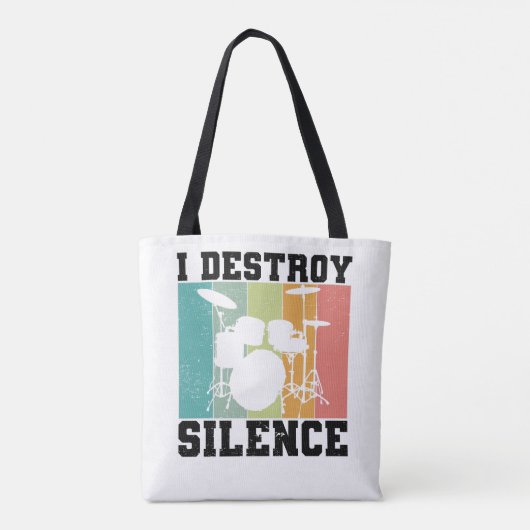 I Destroy Silence Distress Drummer Retro Tote Bag (Achterkant)