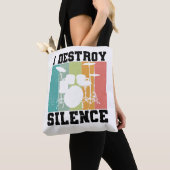 I Destroy Silence Distress Drummer Retro Tote Bag (Dichtbij)