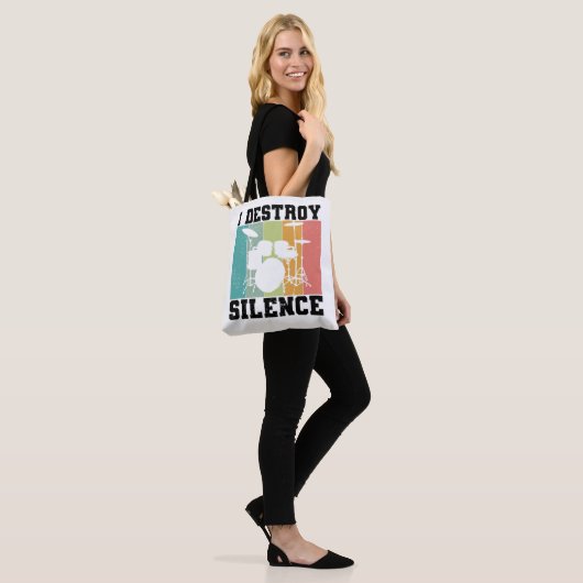 I Destroy Silence Distress Drummer Retro Tote Bag (Op model)