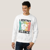 I Destroy Silence Distress Drummer Retro Trui (Voorkant volledig)