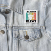 I Destroy Silence Distress  Drummer Retro Vierkante Button 5,1 Cm (In situ)