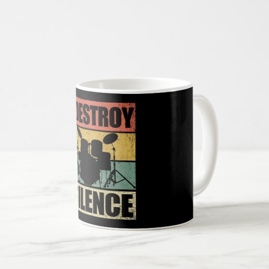 I Destroy Silence | Drums Drummer Gift Koffiemok (Voorkant rechts)
