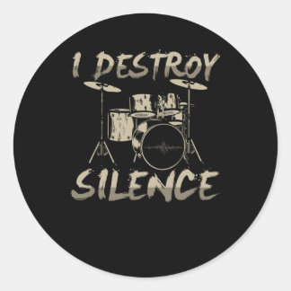 I Destroy Silence Drums Drumming Ronde Sticker