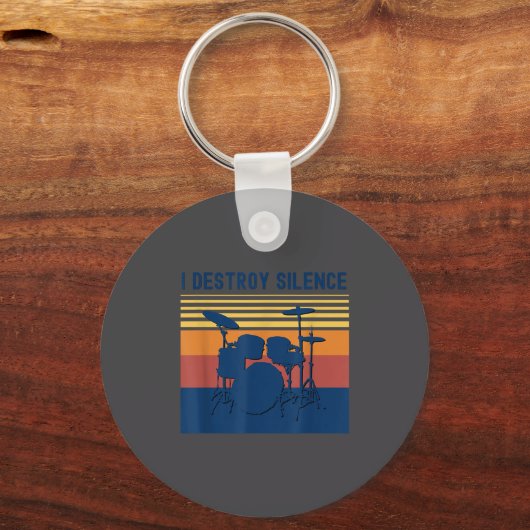 I Destroy Silence Drums Youth Funny Drumming Quote Sleutelhanger (Voorkant)