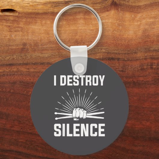 I Destroy Silence Funny Drummer And Drum Player Qu Sleutelhanger (Voorkant)