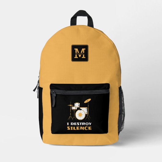 I Destroy Silence Funny Drummer Bedrukte Rugzak (Voorkant)