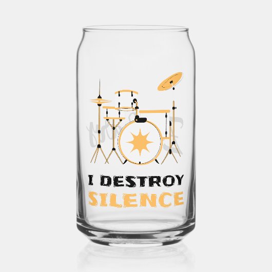 I Destroy Silence Funny Drummer Blikvorm Glas (Voorkant)