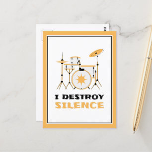 I Destroy Silence Funny Drummer Briefkaart