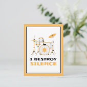 I Destroy Silence Funny Drummer Briefkaart (Staand voorkant)