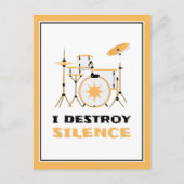 I Destroy Silence Funny Drummer Briefkaart (Voorkant)