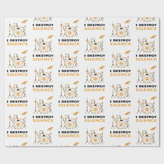I Destroy Silence Funny Drummer Cadeaupapier (Vlak)