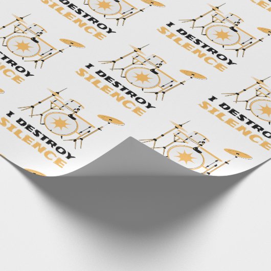 I Destroy Silence Funny Drummer Cadeaupapier (Hoek)
