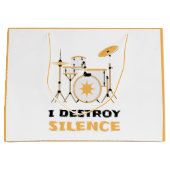 I Destroy Silence Funny Drummer Groot Cadeauzakje (Voorkant)