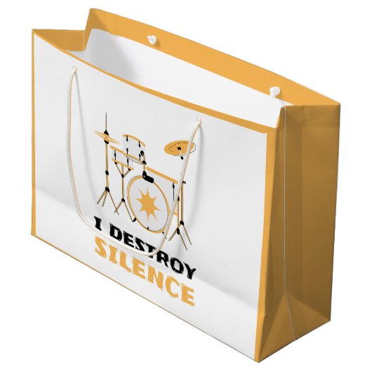 I Destroy Silence Funny Drummer Groot Cadeauzakje (Voorkant Gekanteld)