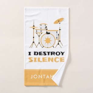 I Destroy Silence Funny Drummer Handdoek