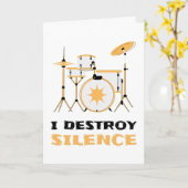 I Destroy Silence Funny Drummer Kaart (Gele Bloem)