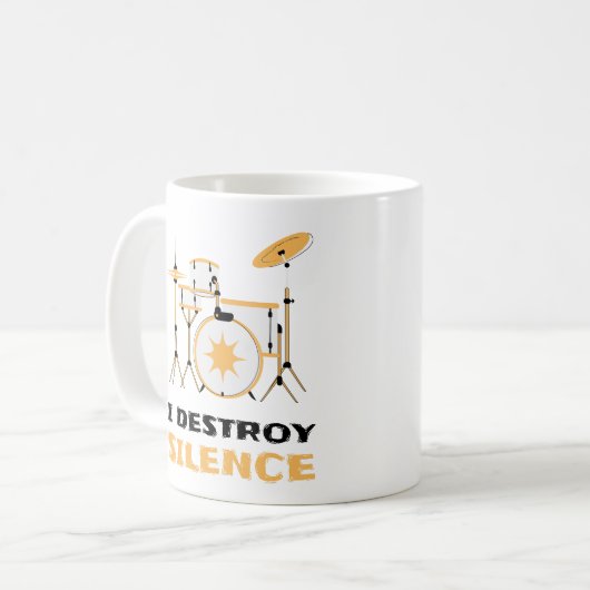 I Destroy Silence Funny Drummer Koffiemok (Voorkant links)