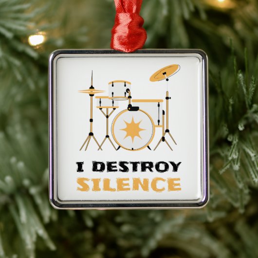 I Destroy Silence Funny Drummer Metalen Ornament (Boom)
