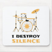 I Destroy Silence Funny Drummer Muismat (Voorkant)
