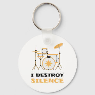 I Destroy Silence Funny Drummer Sleutelhanger