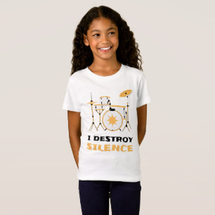 I Destroy Silence Funny Drummer T-shirt