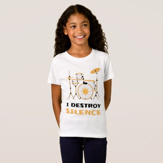 I Destroy Silence Funny Drummer T-shirt (Voorkant volledig)