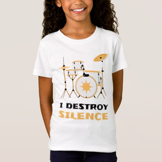 I Destroy Silence Funny Drummer T-shirt (Voorkant)