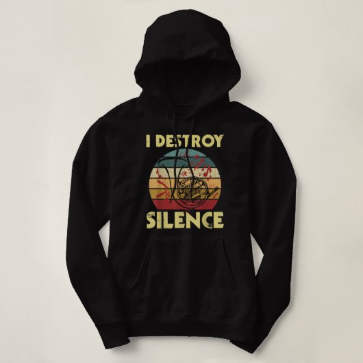 I Destroy Silence - Retro Frans Horn Fren Hoodie (Design voorkant)