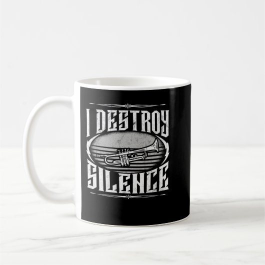 I Destroy Silence Trumpet Jazz Marching Band Gift Koffiemok (Links)