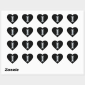 "I" Diamond Bling on Black Heart Sticker (Vel)