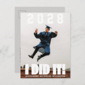 I DID IT Bold Typography Simple Photo Afstuderen Aankondigingskaart (Voorkant / Achterkant)