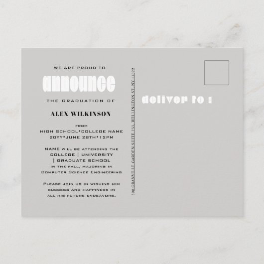 I DID IT Bold Typography Simple Photo Afstuderen Aankondigingskaart (Achterkant)