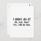 I Didn't Do Briefkaart (Voorkant / Achterkant)