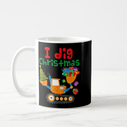 I Dig Christmas Excavator Construction Boys Toddle Koffiemok (Links)