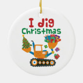 I Dig Christmas Xmas Holiday Excavator Keramisch Ornament (Achterkant)