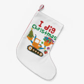 I Dig Christmas Xmas Holiday Excavator Kleine Kerstsok (Voorkant (Hangend))