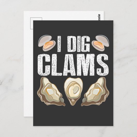 I Dig Clams Funny Clamming Shell Raking Zee Food Briefkaart (Voorkant / Achterkant)