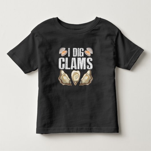 I Dig Clams Funny Clamming Shell Raking Zee Food Kinder Shirts (Voorkant)