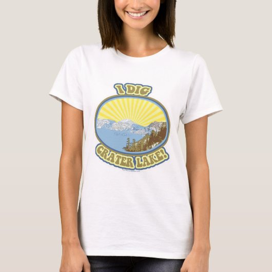 I Dig Crater Lake Illustrated Travel Design T-shirt (Voorkant)