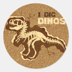 I Dig Dinos Ronde Sticker