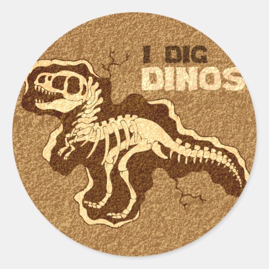 I Dig Dinos Ronde Sticker (Voorkant)