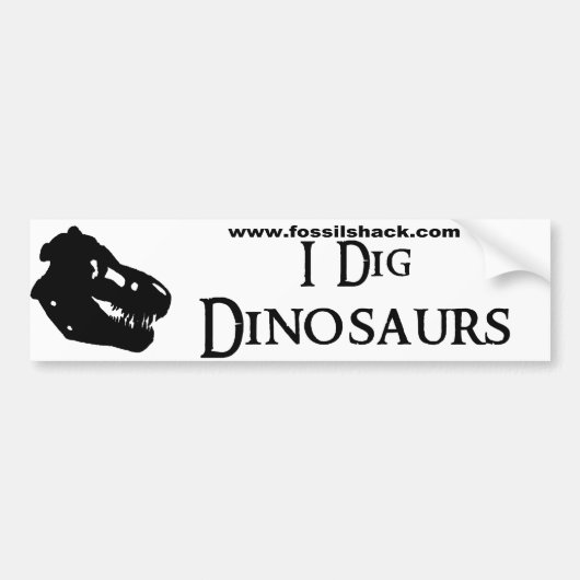 I Dig Dinosaurs White Bumpersticker (Voorkant)