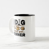 I Dig for My Dinner Clamming Clam Digging Tweekleurige Koffiemok (Voorkant links)