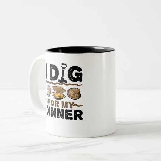 I Dig for My Dinner Clamming Clam Digging Tweekleurige Koffiemok (Voorkant links)
