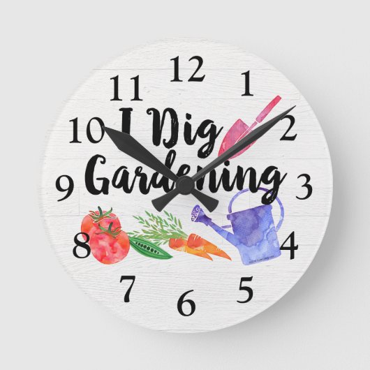 I Dig Gardening Cute Garden Gift Gardener Ronde Klok (Voorkant)