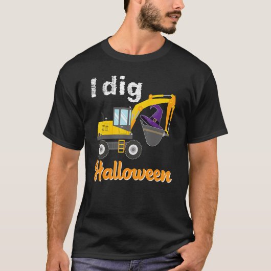 I Dig Halloween Excavator Pumpkin Tractor Truck Cu T-shirt (Voorkant)