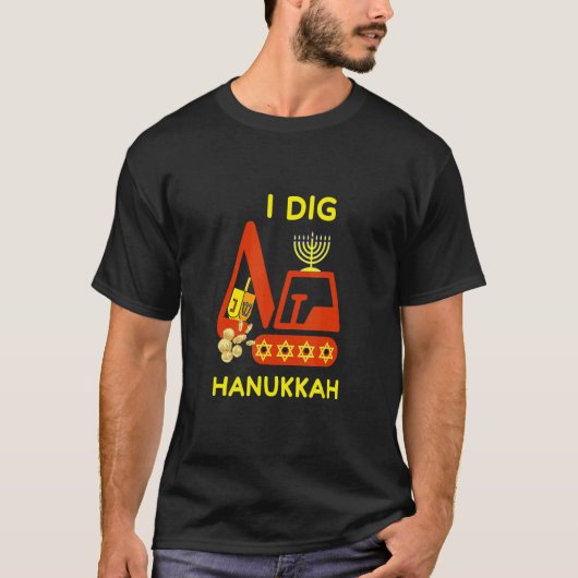 I Dig Hanukkah Crane Construction Kids Chanukah Pa T-shirt (Voorkant)
